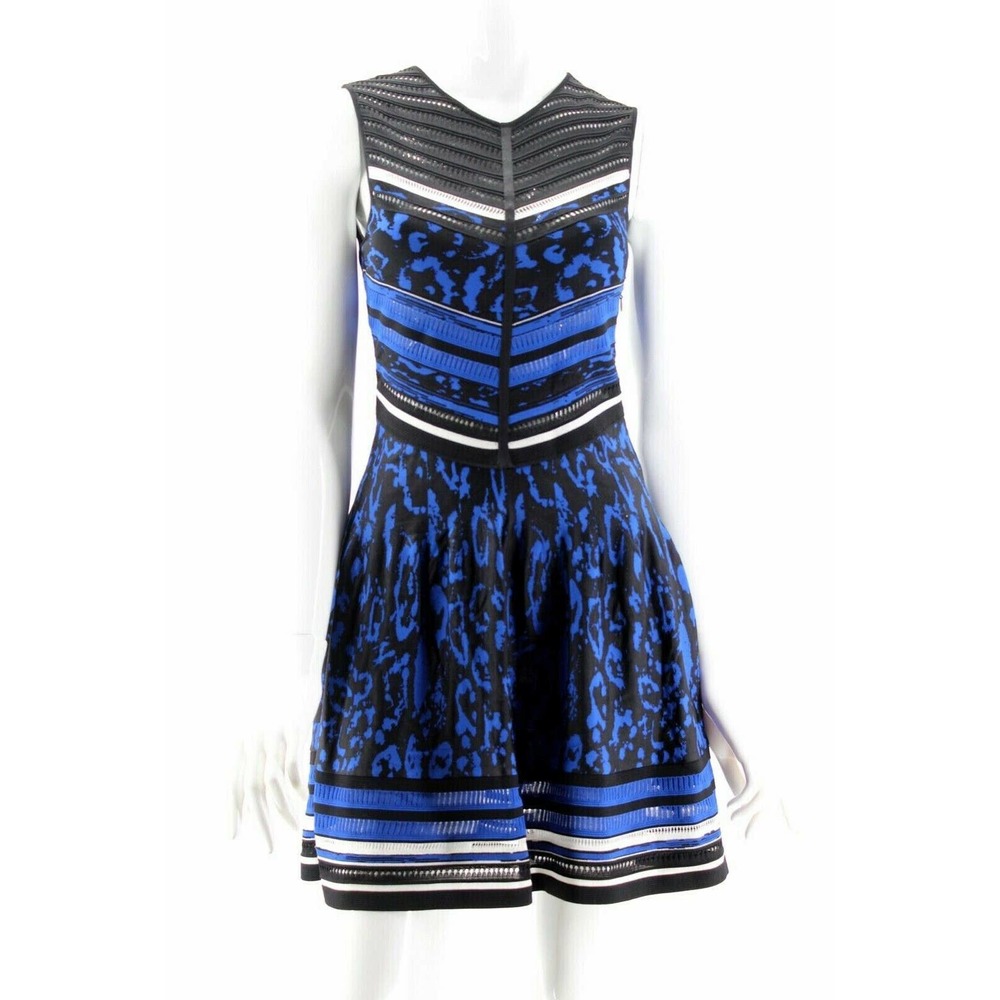 Roberto Cavalli Blue Striped A-Line Dress IT 40
